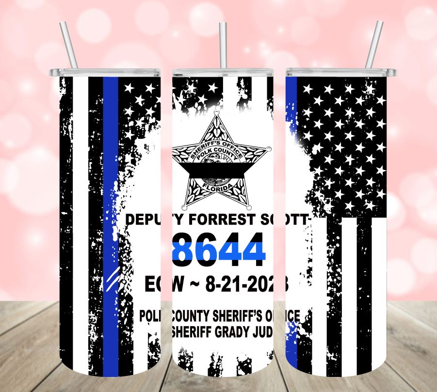 Deputy Forrest Scott 20oz Skinny Tumbler; Free Shipping