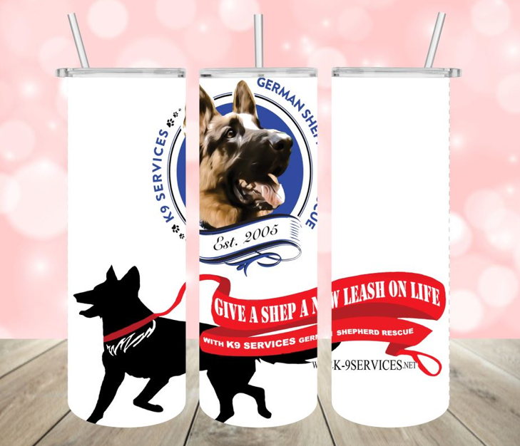 K9 Service German Shepherd Rescue Fundraiser Tumbler 20oz Free Shipping