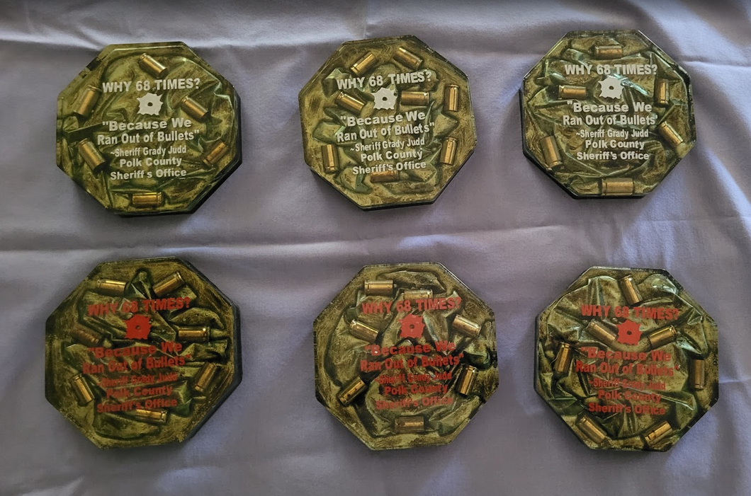 Polk County Sheriff Grady Judd; Epoxy Resin; Coaster; 68/110/Free Shipping