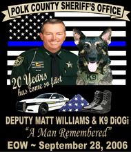 Polk County Sheriff's Office K9 Deputy Matt  Williams & K9 DiOGi Tshirt  **Free Shipping**