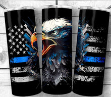 Thin Blue Line & American Bald Eagle 20oz Skinny Tumbler *free shipping**