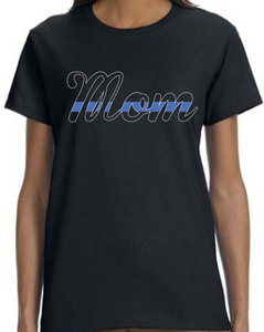 Police Mom with Blue Line T-shirt