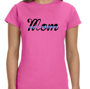 Police Mom with Blue Line T-shirt
