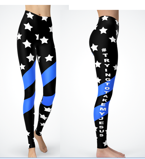 Officer Smith #Tryingtotakemyjesus Leggings, Stars & Blue Lines