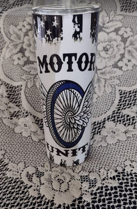 LE Motorcycle Riders 20oz Skinny Tumbler, Wings & Thin Blue Line  Free Shipping