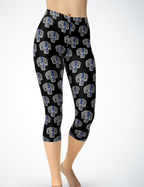 Blue Line Punisher Leggings or Capri's