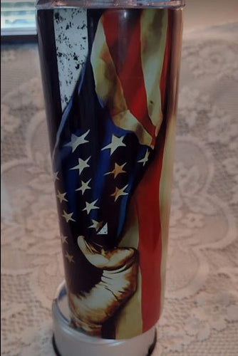 Thin Blue Line & American Flag Skinny Tumbler, 20oz