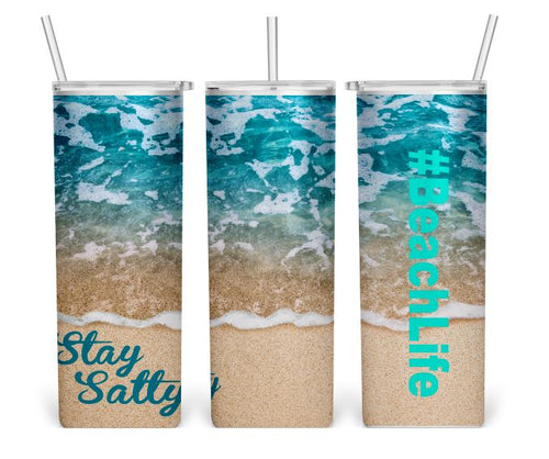 Stay Salty, #BeachLife 20 ounce Skinny Tumbler **Free Shipping**
