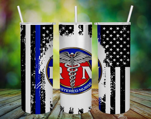 Registered Nurse Backs The Blue 20oz Skinny Tumbler, shipping included