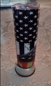 Thin Blue Line & American Flag Skinny Tumbler, 20oz